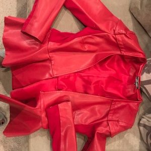 Red Faux Leather Jacket